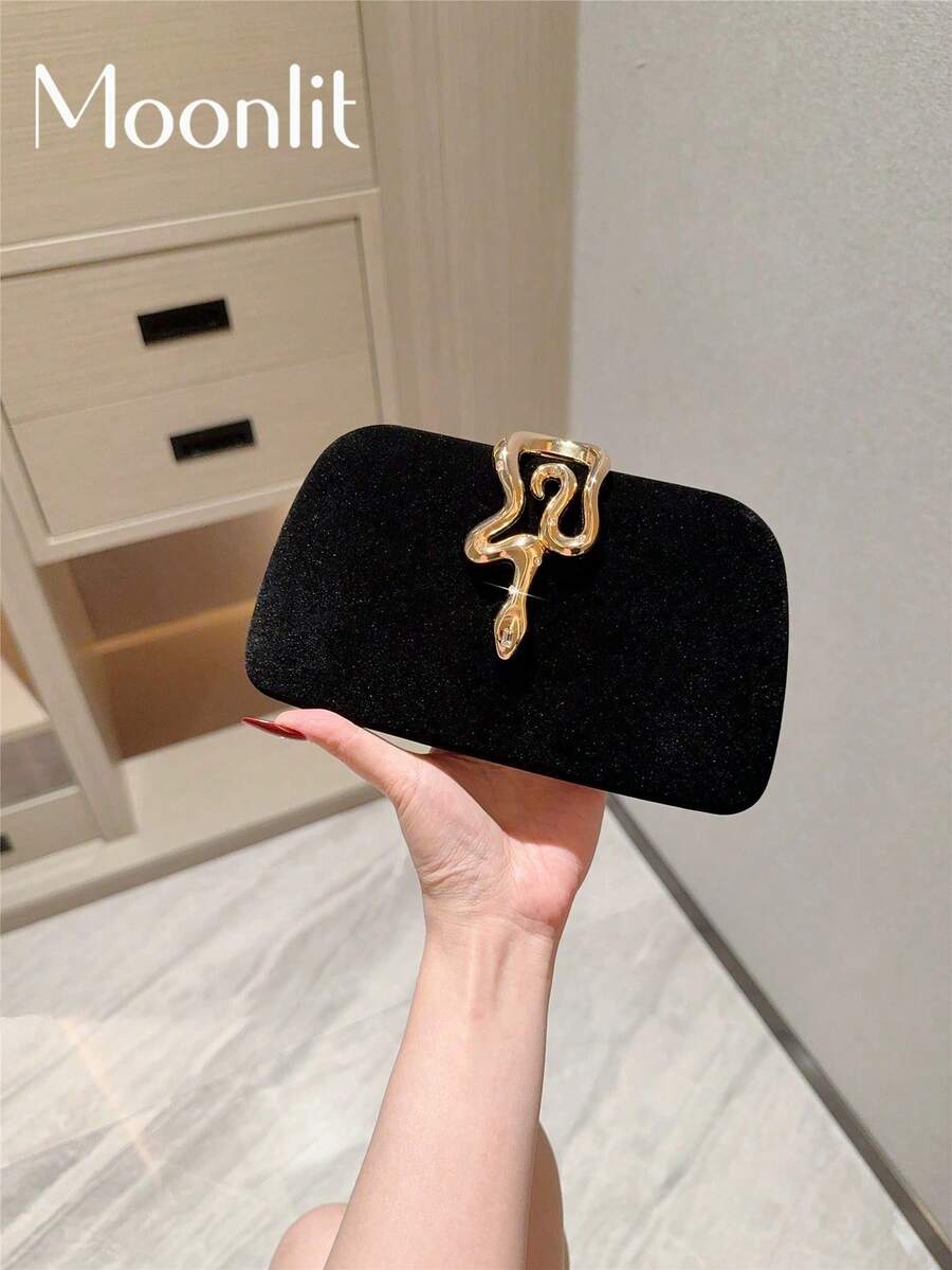 1 件闪光金属蛇皮手拿包，奢华闪亮复古金色迷你晚装钱包，时尚、迷人、精致、优雅的女士手提包，适合婚礼、主题正式派对、庆典、生日派对，配有链条