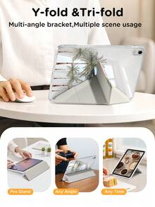 1pc Vintage Striped Palm Tree Y-Fold Protective Case, Compatible With IPad 11(A16)2025(11-Inch)/Pad Air7(M3)2025(11-Inch)/Pad 10th Gen 2022(10.9-Inch)/Mini6 2021(8.3-Inch), Multi-Angle Y-Fold Stand, Shockproof Protection, Pencil Slot, Auto Wake/Sleep, Coastal Vacation Style Exquisite Tablet Accessory - Multicolor - View 9