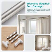 Black & White Anti-Slip Rubber End Caps, Rotating Adjustable Length To Fit Different Spaces, Tool-Free Quick Installation, Home Curtain Hanging & Laundry Drying Storage Gadget, Modern Minimalist Style Versatile - View 4