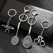 1pc Sports-Themed Metal Keychain Mini Realistic Racket, Cycling, Weightlifting, Baseball Helmet Shaped Pendant, Simple Silver Texture Bag Charm, Sports Enthusiast Portable Accessory, Creative Commemorative Small Gift, Suitable For Keys, Backpack Decoration, Gift Giving, Personalized Sports Style Pendant - Multicolor - View 8
