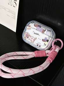 Cute Dachshund Dog Earphone Case/Protective Cover For 1/2/3 Generation, For Pro, For Pro2, For 4, 1 Protective Shell With 1 Hanging Chain - Lucky Dachshund + Pink Rope - View 5