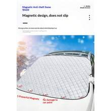 Car Windshield Cover, Thickened Half Cover Car Cover With Magnetic Aluminum Film For Frost And Snow Protection, Suitable For Winter Frost Protection, Indoor/Outdoor Use - Silver - View 9