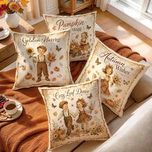 4pcs Vintage Autumn Harvest Pattern Pillow Covers Without Inserts, Single-Sided Printed Pillow Covers, Suitable For Living Room Bedroom Home Decor, All-Season Pillow Covers - Multicolor - View 6
