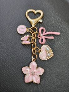 1pc 26 Letter Enamel Floral Keychain Pendant, Creative Key Ring Decorative Accessory, Car Key Chain, Bag Charm, Suitable For Friends, Family, Valentine's Day Gift, Birthday Gift, Holiday Gift, Party Favor - Multicolor - View 17