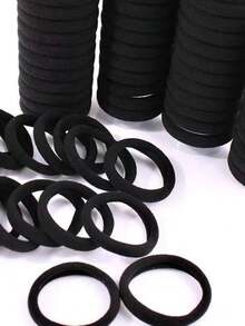 200pcs Hair Ties, Thick High Elastic Seamless Ponytail Hair Ties, Simple Solid Color Daily Hair Accessories - Black - View 2