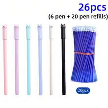 36pcs Erasable Neutral Pen Set, Includes 6 Pens + 30 Refills (Blue/Black Ink), Pen Body With Built-In Eraser. Suitable For Note-Taking, Daily Writing, High-Quality Office And Student Stationery, Great Birthday Gift - Multicolor - View 10