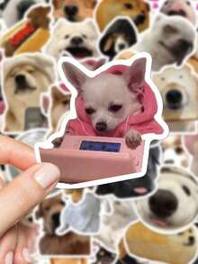 50pcs Funny Dog Expression Stickers PVC Material Gift Cartoon Decoration Scrapbook Laptop Luggage Guitar Water Bottle Phone Case DIY Stickers - Multicolor - View 1