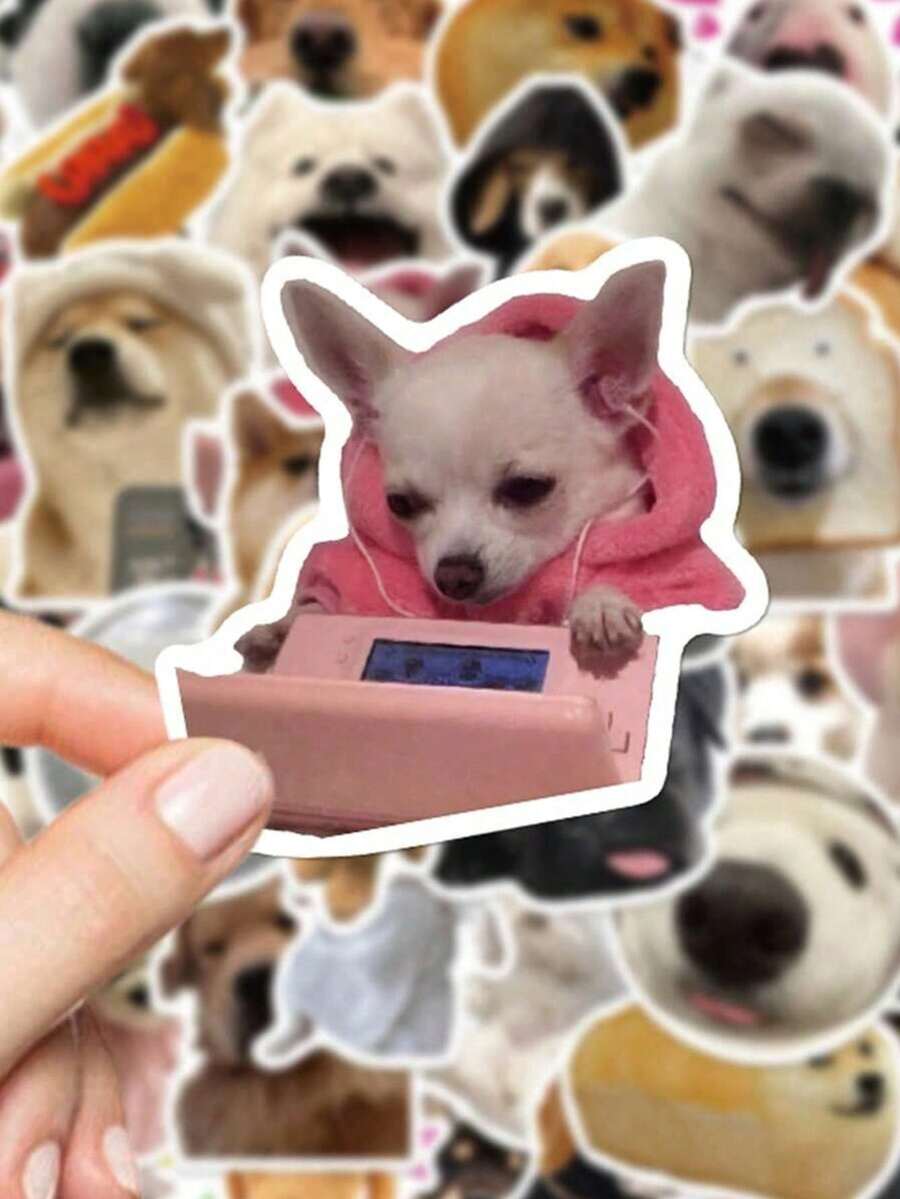 50pcs Funny Dog Expression Stickers PVC Material Gift Cartoon Decoration Scrapbook Laptop Luggage Guitar Water Bottle Phone Case DIY Stickers - Multicolor - View 1