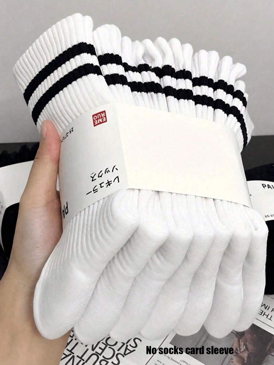20雙女款短襪,白色可愛女孩襪,四季適用,透氣網眼設計,吸濕排汗,柔軟光滑,適合假期、運動、休閒、商務與日常穿著,學生運動長襪,雙條紋中筒襪,禮品襪 (1/3/6/8/10/15/20雙) - 彩色 - 查看 1