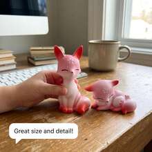 Pink Sakura Fox Figurine Set – Dual Pose Resin Desktop Decor With Cherry Blossom Details, Cute Animal Ornament For Home & Office - 2pcs - View 7