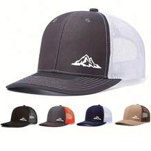 1 mũ lưỡi trai trucker lưới thoáng khí unisex, họa tiết in patchwork hơi cong thời trang, đội ngoài trời - Nhiều màu - Xem 1