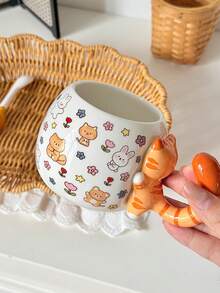 Creative 3D Cat Ceramic Mug, Cute Coffee Cup, Birthday Gift For Women - Multicolor - View 4