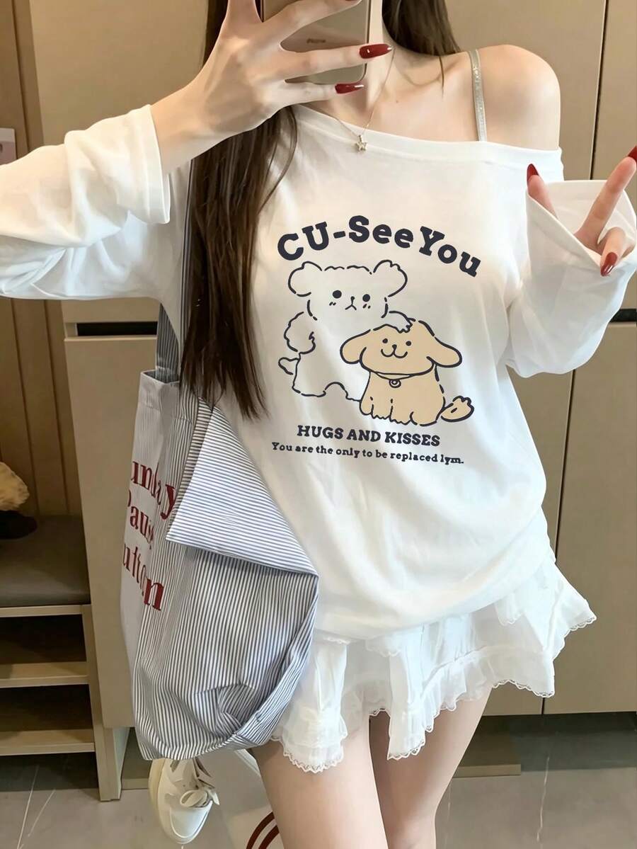 Women's New Spring/Autumn Top, Casual Elegant Loose Slimming Back To School Daily Commute Fashion Top White - White - View 1