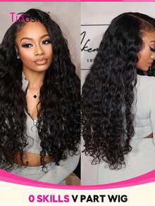 Tinashe باروكة شعر بشري طبيعي مموج مجعد بفتحة V بمظهر فروة رأس وكثافة 200% بدون ترك شعر طبيعي برازيلي بلون طبيعي للنساء بدون غراء مع مشابك Clip & Go - SNatural - مشاهدة 2