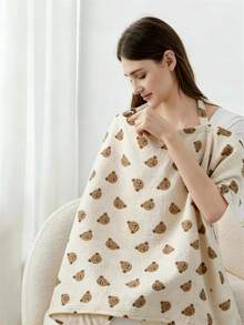 1pc Nursing Cover For Breastfeeding Moms, Cartoon Printed Muslin Fabric, Multi-Functional Anti-Peeping Nursing Scarf, Breathable For Outdoor Feeding & Sun Protection - Nursing Cover - View 2