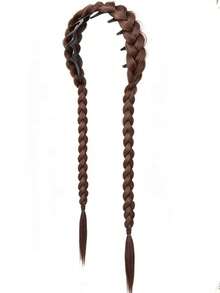 Headband Wig Integrated Braided Long Pigtail Wide Fishbone Braid Hairline Concealing Natural Realistic High Crown Hair Accessory - Multicolor - View 9