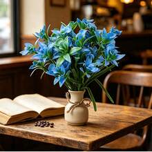 Bright Double-Petal Artificial Lilies, Durable Decorative Faux Lilies, Suitable For Living Room, Kitchen, Dining Table Display, Artificial Floral Arrangement, 12 Pieces, Vase Not Included - Multicolor - View 2
