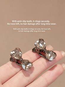 2pcs Small Crystal Bow Side Alligator Hair Clips Premium Forehead Fringe Clips Mini Bangs Clips Rhinestone Hair Accessories Gift, Travel, Women's Gift, Hair Material, Valentine's Day Hair Decoration - Multicolor - View 2