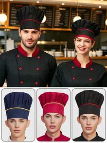 Men's Elastic Chef Hat, Elastic Band Design, Suitable For Catering Kitchen, Bakery Store, Cafeteria Cooking, Universal Chef Work Hat - Multicolor - View 1