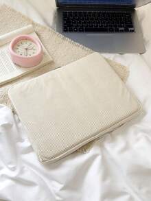 Túi đựng laptop và máy tính bảng nhiều kích cỡ, màu trơn họa tiết hoa nhỏ, phong cách tối giản sang trọng, bao đựng máy tính - Màu be - Xem 4