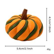 Decorative Artificial Pumpkin Ornament, Stylish Stripe Design Tabletop Decoration, Festive Display Decor For Halloween, Thanksgiving, Autumn Home Party Decor - Multicolor - View 11
