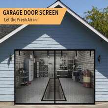 YEGBONG Garage Door Screen Net Hands Free Magnetic Mesh Curtain Retractable Bug & Fly Insect Screen Heavy Duty Hook & Loop Seamless Closure Door Mesh Durable Mosquito Netting Easy Installation For Garage Patio Workshop Entryway 1pc - A - View 2