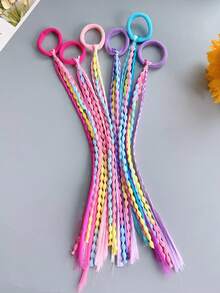 MH 6PCS Women's Multi-Color Gradient Hair Braids Hair Ties, High Elasticity Hair Ropes, Decorative Hair Accessories, Sweet & Cool Style, Hot Girl Hair Braids Hair Ties - Ombre - View 4