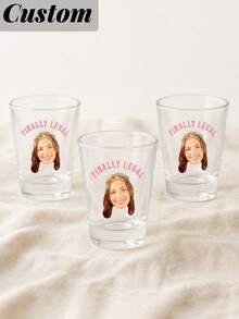 Custom Glass Shot Glasses With Photo, Personalized Text Shot Glasses, Customized Picture Clear Shot Glass Cup, Customizable Party Drinkware For Wedding Birthday Holiday Celebration, Gift For Friends Family Couples Bar Home Use - Multicolor - View 4