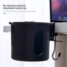 1pc Multifunctional Desk Side Clip Cup Holder With Hook, Desktop Hanging Beverage Storage, Practical Office Accessory, Storage For Water Cups And Small Items - Cup Holder - View 7