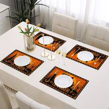 1pc/4pcs/6pcs/8pcs Halloween Pattern Table Mat, Breakfast Mat, Coffee Bar Mat, All Season Decorative, Washable Table Mat, Room Decor, Kitchen Table Mat, Indoor/Outdoor Party Decor, Home Decor, Ideal Gift - Multicolor - View 4
