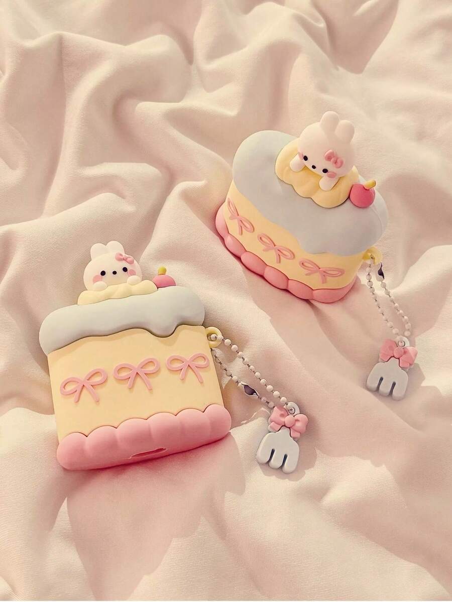 Girl Heart Cake Rabbit Design Protective Case Compatible With Apple 4/2/3/Pro Wireless Bluetooth Earphones, New Soft Silicone Creative Cartoon Cute Women's Style - Multicolor - View 1