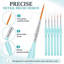 6pcs Rigger Paint Brushes Set, Fine Tip Detail Painting Brushes, Thin Point Mini Painting Brushes For Mandala Painting, Model, Acrylic Watercolor Oil DIY Craft - A - View 7