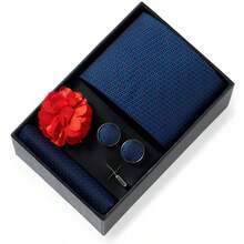 AlanKing Geometric Pattern Men's Tie Set Gift Box, Ideal Holiday Gift For Men - Multicolor - View 6