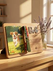 Personalized Custom Pet Memorial Plaque With Photo & Collar Clip, Engraved Name/Life Years/Quote, Wooden Base, Photo Slot, Collar Holder – Perfect For Home Decoration, Keepsake Gift For Pet Lovers (Dog/Cat Owners) - Multicolor - View 3