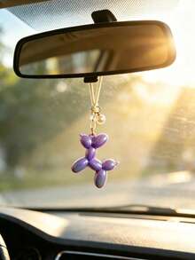 1pc Balloon Dog Car Rearview Mirror Hanging Decoration, Car Interior Decor Accessory - A - View 4