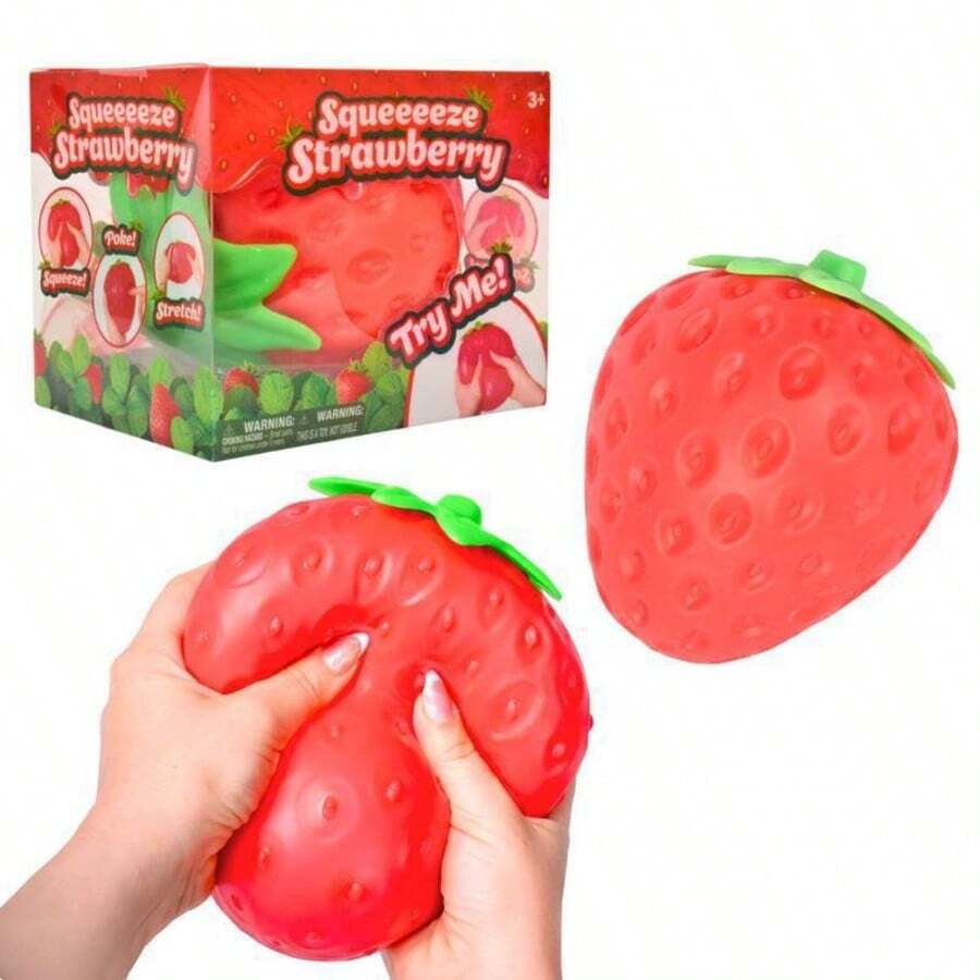 Large Slow Rebound Realistic Strawberry Squeeze Toy, Super Soft Fruit Model Decor, Stress Relief Venting Toy - Multicolor - View 1