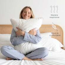 Protège Oreiller 60x60 Imperméable Oeko-Tex | Lot de 2 housses . Lavable à haute température . Protection anti-acariens . Certif - couleur comme sur la photo - Voir 5