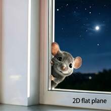 1/2pcs Peeking Mouse Window Stickers, Fun Animal Static Cling PVC Decals, 3-Layer Printed Reusable Removable Window Decor, Double-Sided Visible, Suitable For Glass Cabinet Doors, Autumn Home Decor, Halloween, Christmas Home Decoration - Multicolor - View 2