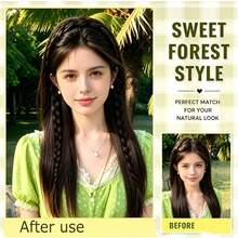 Headband Wig Integrated Braided Long Pigtail Wide Fishbone Braid Hairline Concealing Natural Realistic High Crown Hair Accessory - Multicolor - View 3