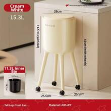 1pc Home Waste Storage Organizer, UFORU Tall Press Lid Trash Can, High Body Dual Bucket Design With 360° Rolling Casters, Large Capacity Movable Garbage Bin For Kitchen Household Daily Use - Multicolor - View 14