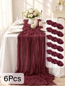 1/3/6/12Pack Cheese Cloth Table Runner, Boho Rustic Sheer Cheesecloth Table Cloth, Suitable For Wedding Party, Baby Shower, Birthday, Home Decor, Housewarming Gift - Burgundy - View 18