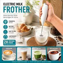 Portable Battery-Operated Milk Frother For Creating Rich And Creamy Froth, Featuring A Lightweight Plastic Handle And A Whisk Made Of 304 Stainless Steel. This Low-Noise Kitchen Gadget Is Perfect For Beverages, Coffee Enthusiasts, Camping Trips - Multicolor - View 8