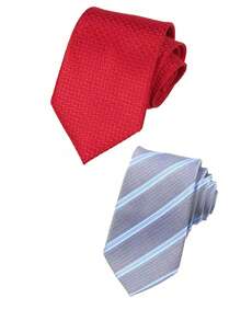 1/3pcs Men's Business Striped Tie Set, Wavy Pattern Tie, Red Tie, Suitable For Daily Wear, Wedding, Party, Cocktail, Banquet - Multicolor - View 4