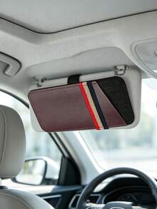 1件裝現代簡約風車用遮陽板背掛式眼鏡收納袋，防刮眼鏡與卡片收納整理包，遮陽板眼鏡夾收納袋，實用車內配件，適合日常開車、公路旅行、四季使用 - 彩色 - 查看 9