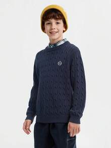 Balabala Kids Knit Sweater Soft Warm Winter Top For Boys & Girls - Blue Tint - View 2