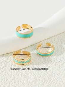 3 piezas/Set Anillos de dedo del pie esmaltados, accesorios de joyería de playa de verano para mujeres - Multicolor - Ver 3