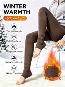 3 Pairs Women's Thermal Lined Stirrup Open Toe Leggings, Colorful Tights, Autumn/Winter Tight Warm Outfit - Multicolor - View 2