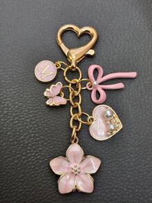 1pc 26 Letter Enamel Floral Keychain Pendant, Creative Key Ring Decorative Accessory, Car Key Chain, Bag Charm, Suitable For Friends, Family, Valentine's Day Gift, Birthday Gift, Holiday Gift, Party Favor - Multicolor - View 13