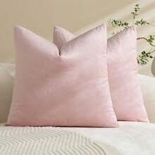 1pc/2pcs Velvet Solid Color Decorative Throw Pillow Cover (Pillow Insert Not Included), Square Cushion Cover, Holiday Home Decor Pillow, Soft & Comfortable Linen-Like Fabric, Modern Decor For Sofa, Bedroom, Dorm - Pink - View 15