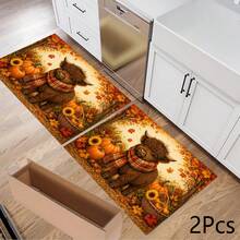 Autumn Highland Cow Print Scarf Pattern Absorbent Mat/Drying Mat/Coaster For Coffee Machine And Tableware - Absorbent Polyester Desktop Protector With Rubber Non-Slip Backing, For Kitchen Countertop Decoration - Home Bar And Dining Table Placemat - Multicolor - View 12